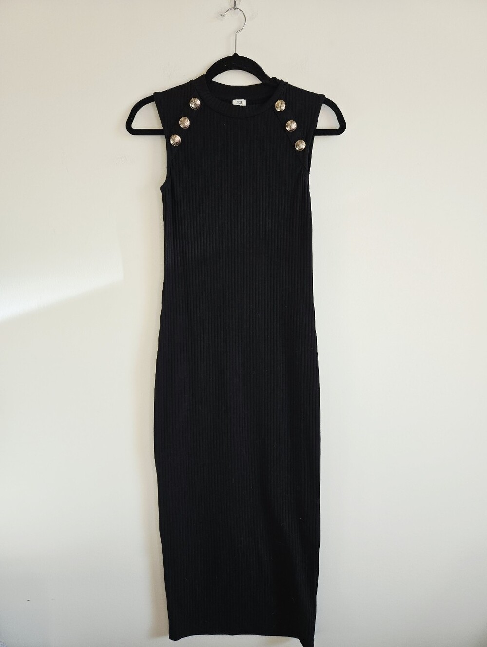 RIVER ISLAND | US 4 (S) Ribbed Sleeveless Midi Dress | black